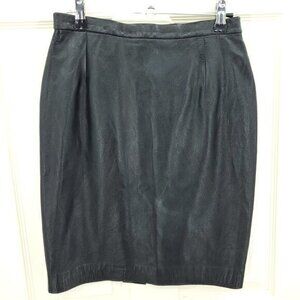 KORS Michael Kors 100% Leather Mini Pencil Skirt M Black